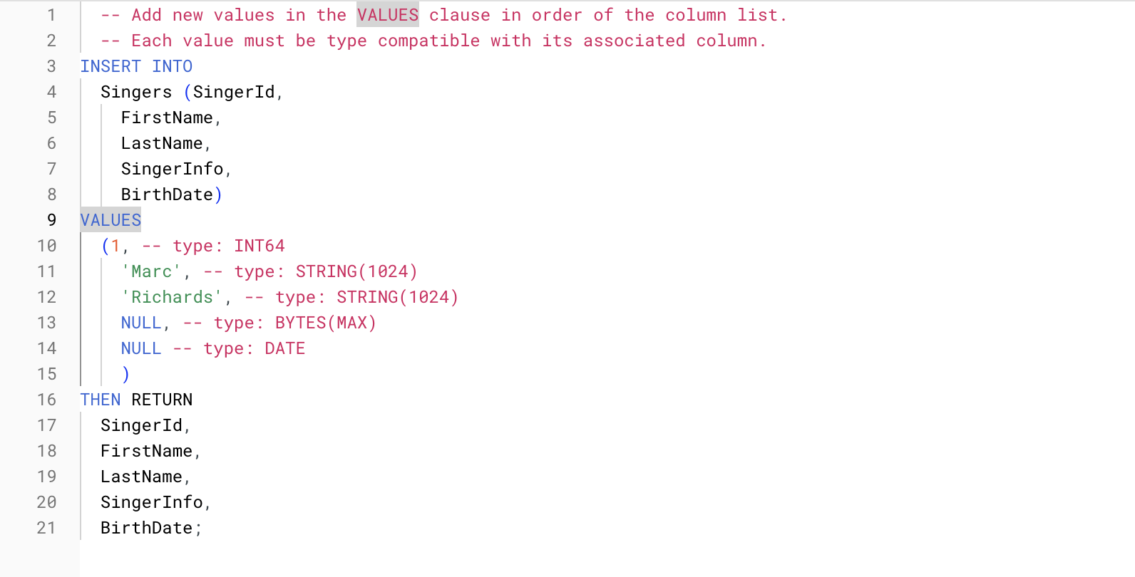 Lines 1 to 15 of code wherein the placeholder values have been updated with the aforementioned values