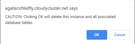 Cautionary deletion pop-up message from CloudyCluster