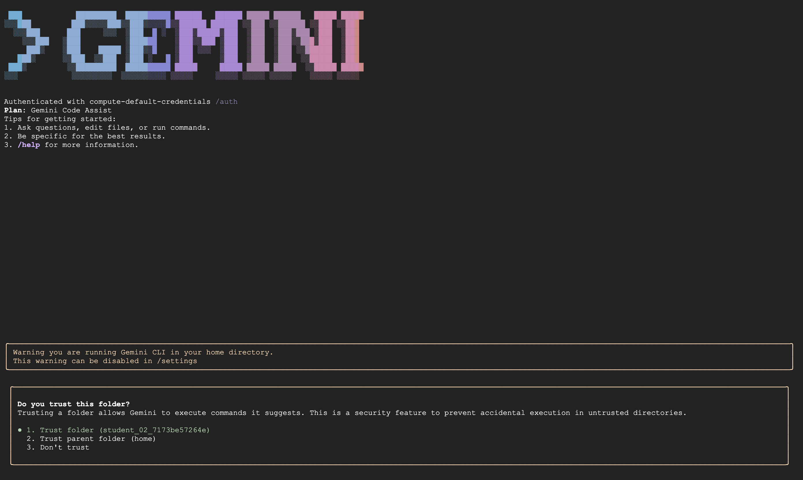Gemini CLI in Cloud Shell