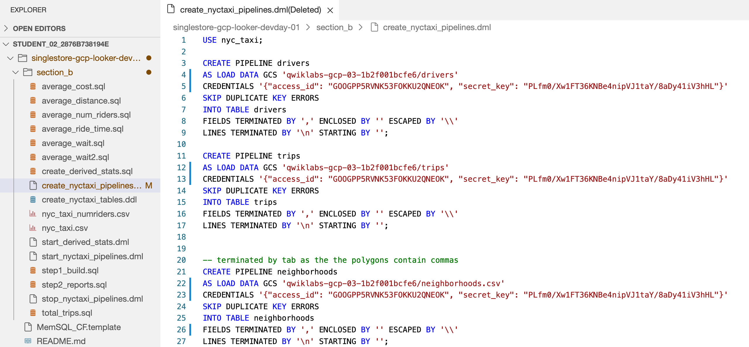 updated create_nyctaxi_pipelines.dml file