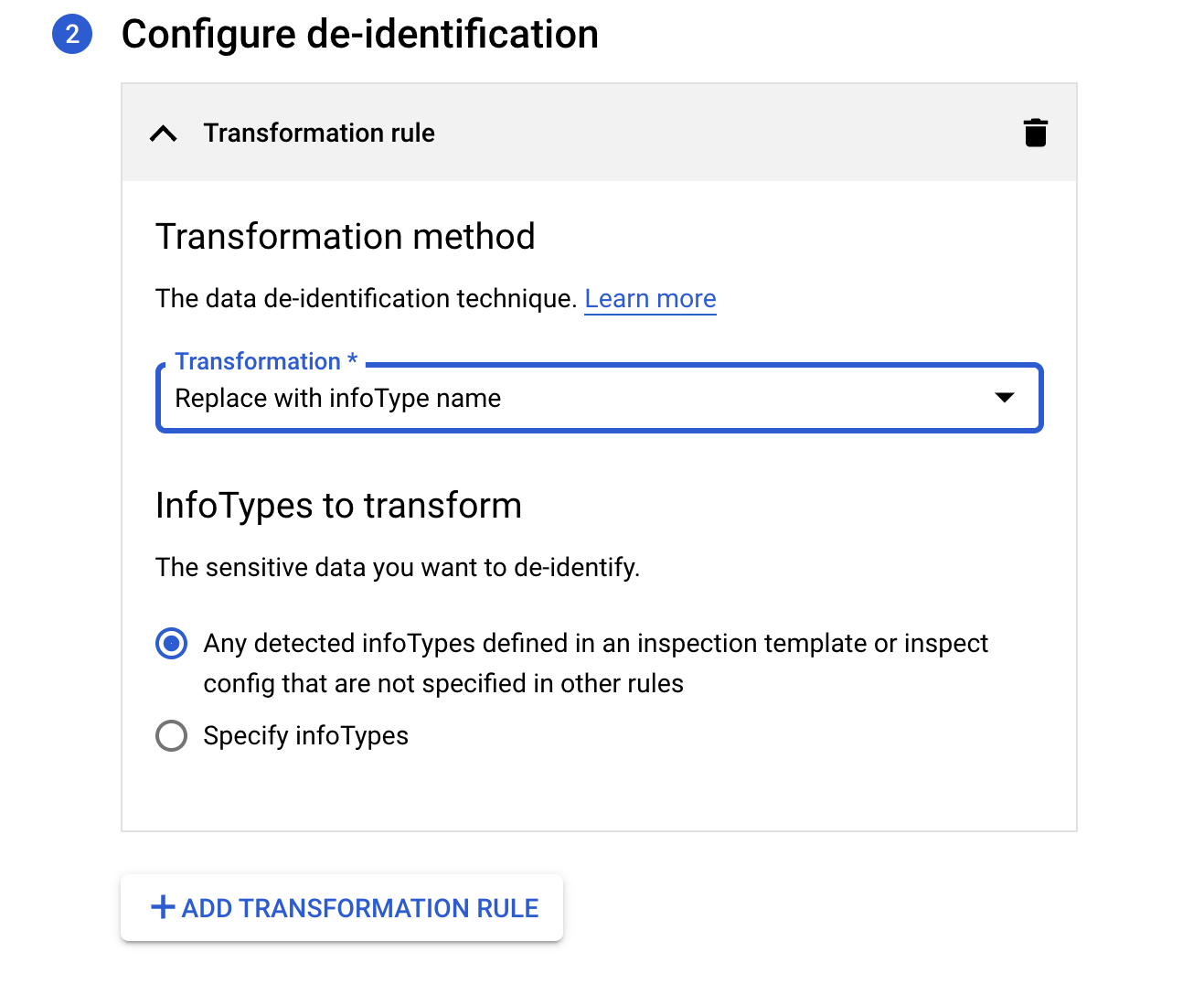 configure deidentification