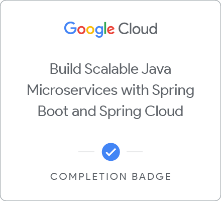 Odznaka za ukończenie szkolenia Building Scalable Java Microservices with Spring Boot and Spring Cloud