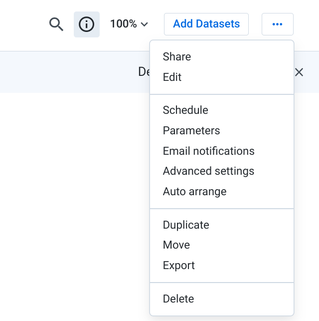 More dropdown menu with Export option highlighted