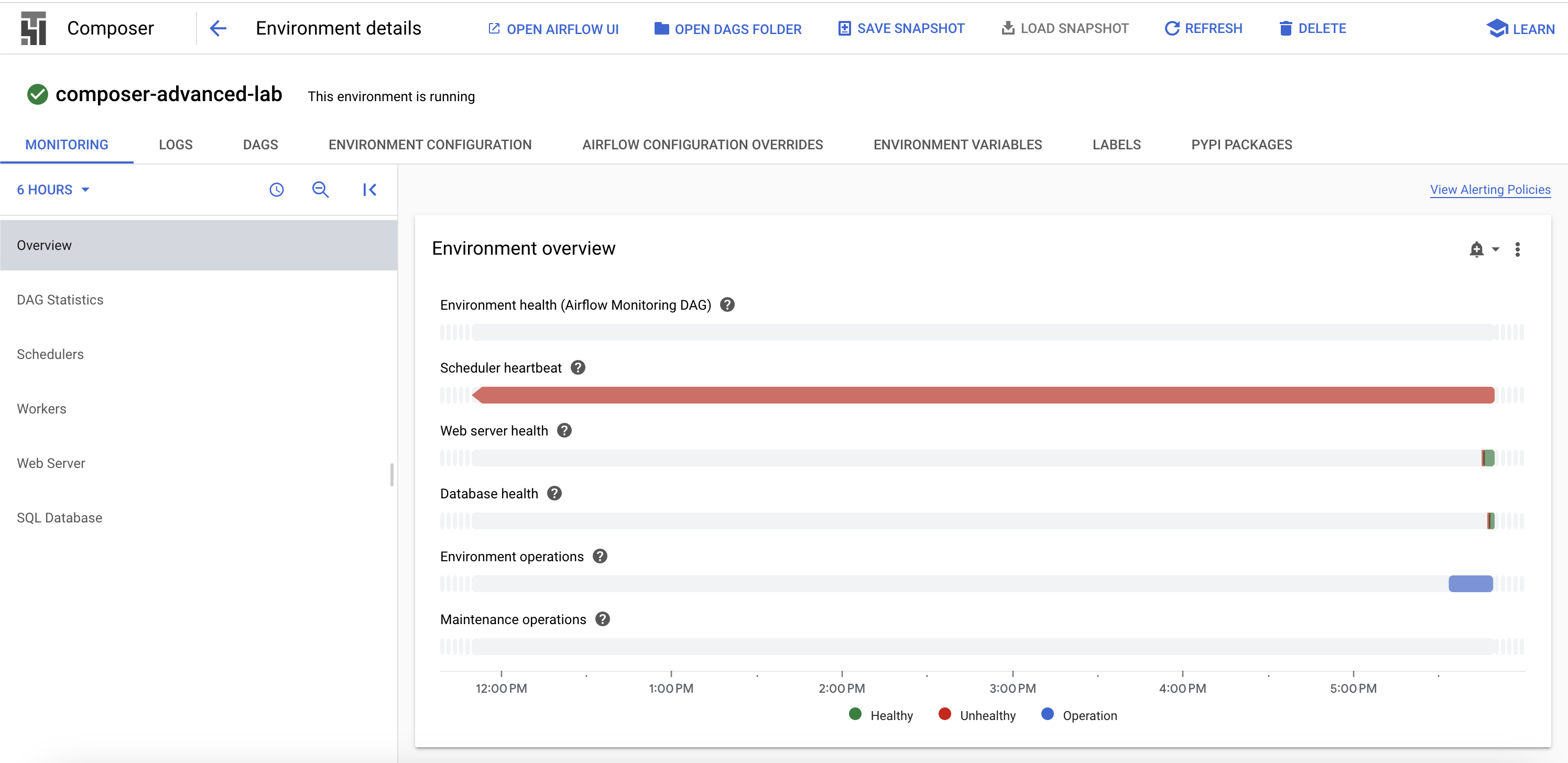 Environmental Configuration page