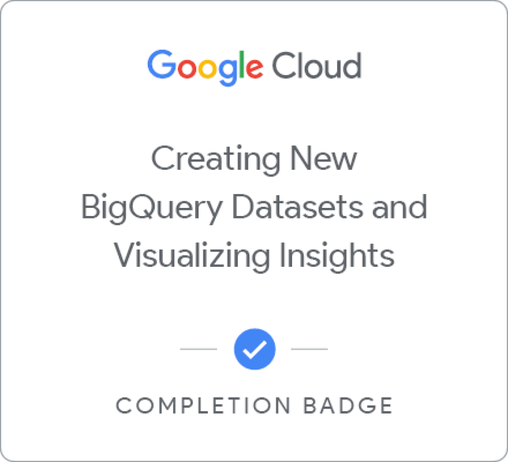 Selo para Creating New BigQuery Datasets and Visualizing Insights - Português Brasileiro