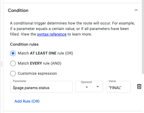 Condition section