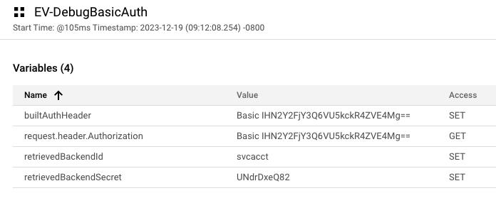EV-DebugBasicAuth variables