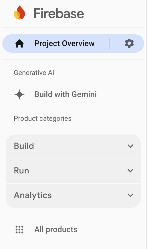 Firebase UI panel