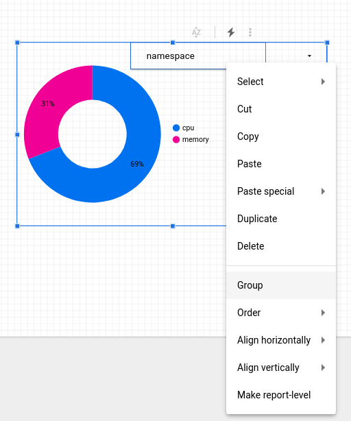 A rectangle around the objects and highlighted Group option within the right-click menu