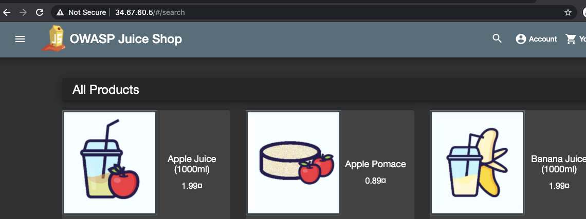 OWASP Jusice Shop page