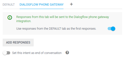 DIALOGFLOW PHONE GATEWAY tabbed page