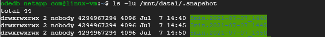 The snapshot reflected in the output