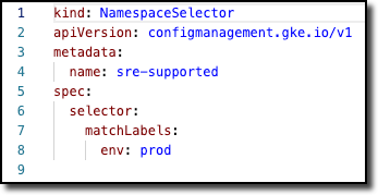 Configuration de NamespaceSelector