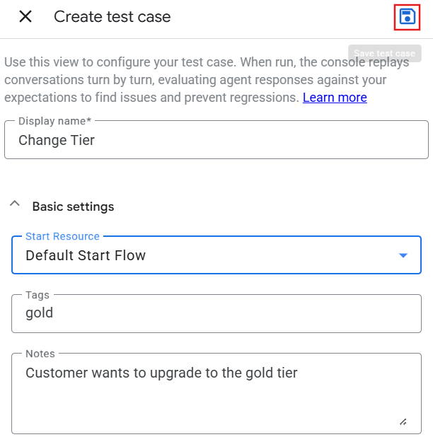 Save Test Case