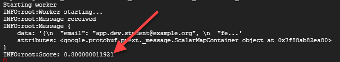 The sentiment score highlighted in the output.