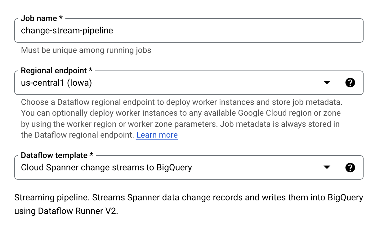 dataflow job configuration