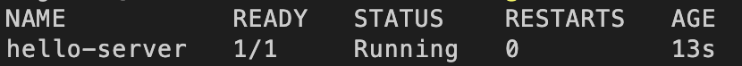 Status Running for hello-server