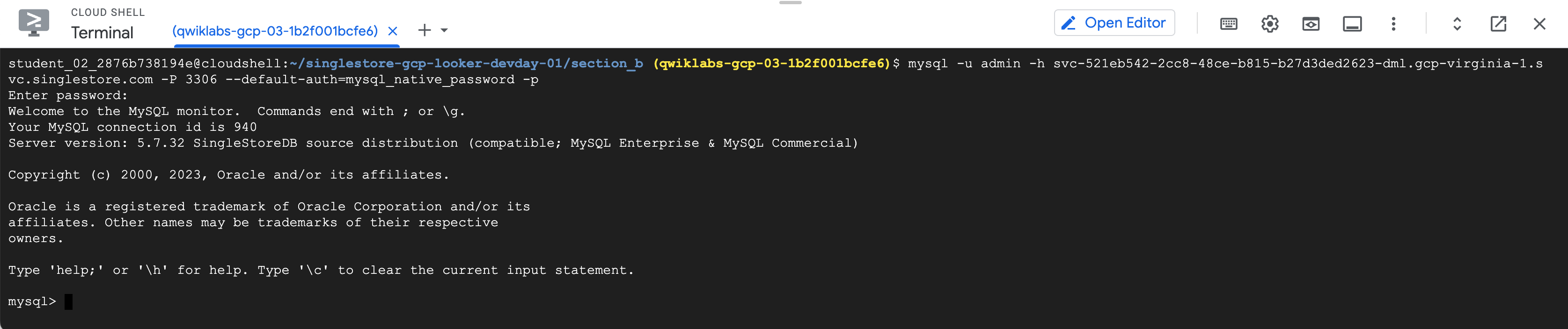 connected to mysql