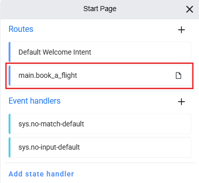 Routes section with main.book_a_flight route highlighted