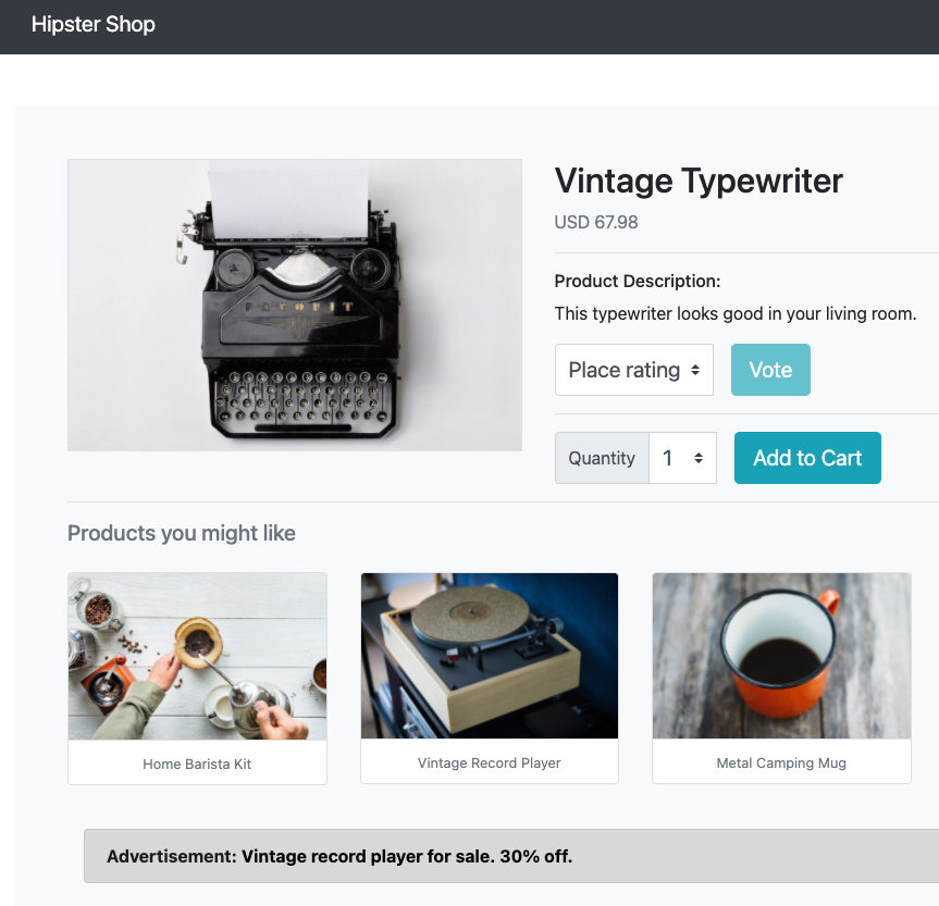 Hipster Shop website
