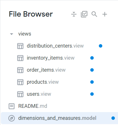 The expanded views file, which lists several files.