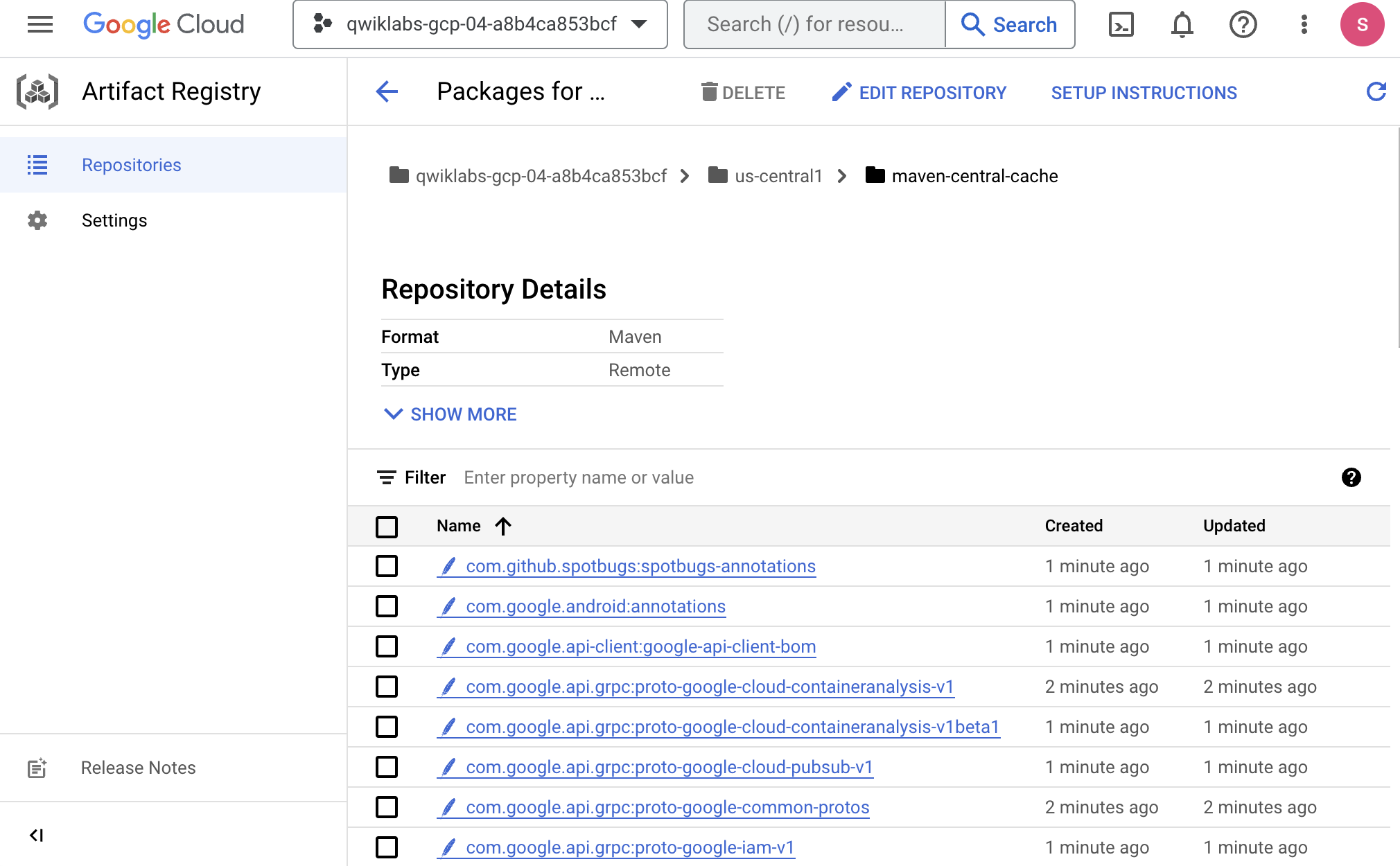 Artifact Registry Repository Details