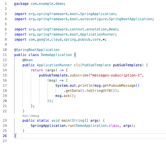 DemoApplication.java code