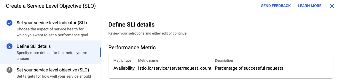 Create a Service Level Objective (SLO) page