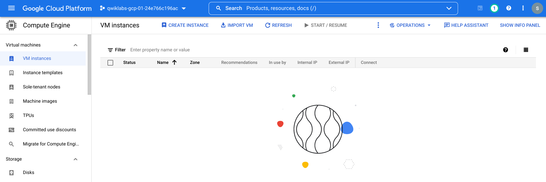 Page &quot;Instances de VM&quot; affichant le bouton &quot;Créer une instance&quot;