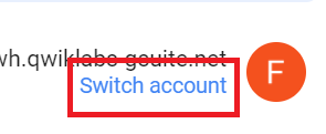 The Switch account option highlighted on the UI