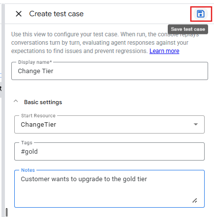 Save Test Case