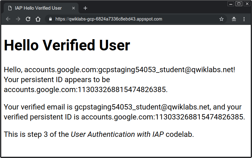 Hello Verified User tabbed page, you have an ID