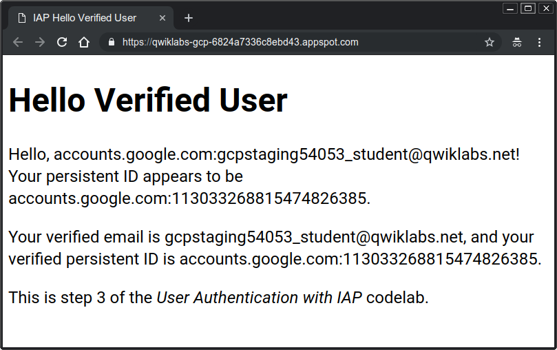 Karta Hello Verified User z identyfikatorem użytkownika