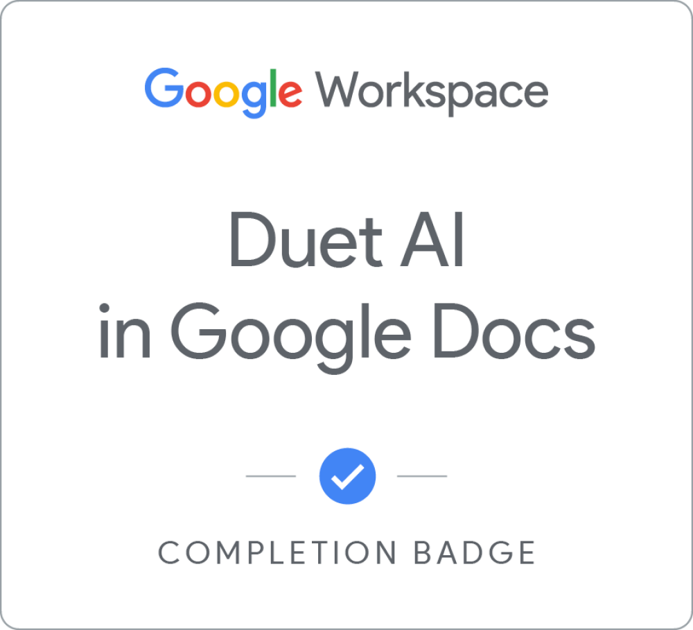 Badge for Duet AI in Google Docs