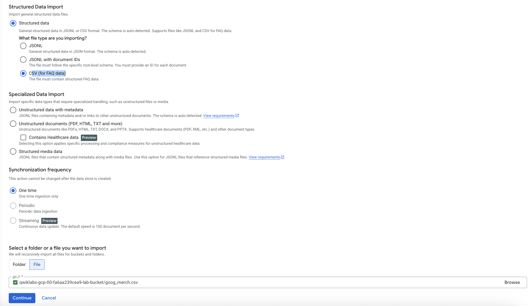 gs:// URI to the folder