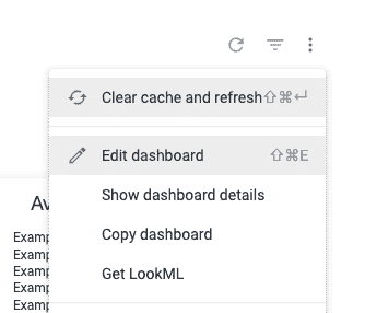 Expanded Dashboard actions menu
