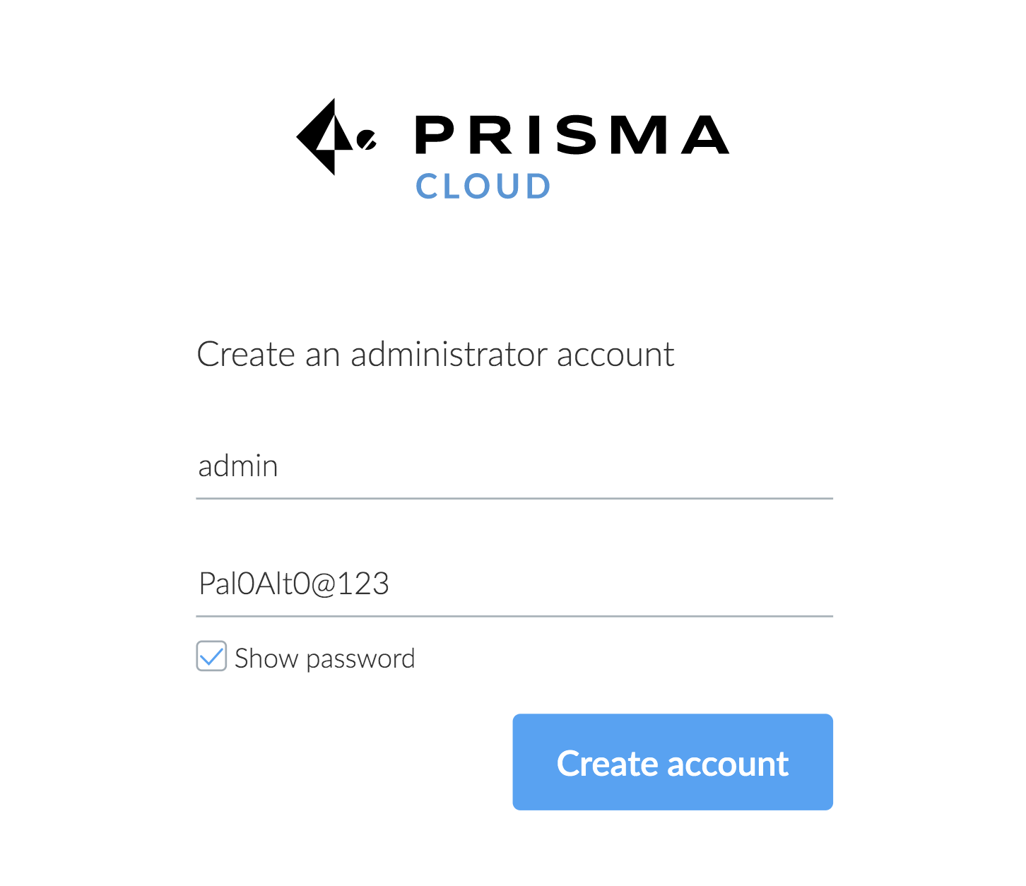 Prisma Cloud login page