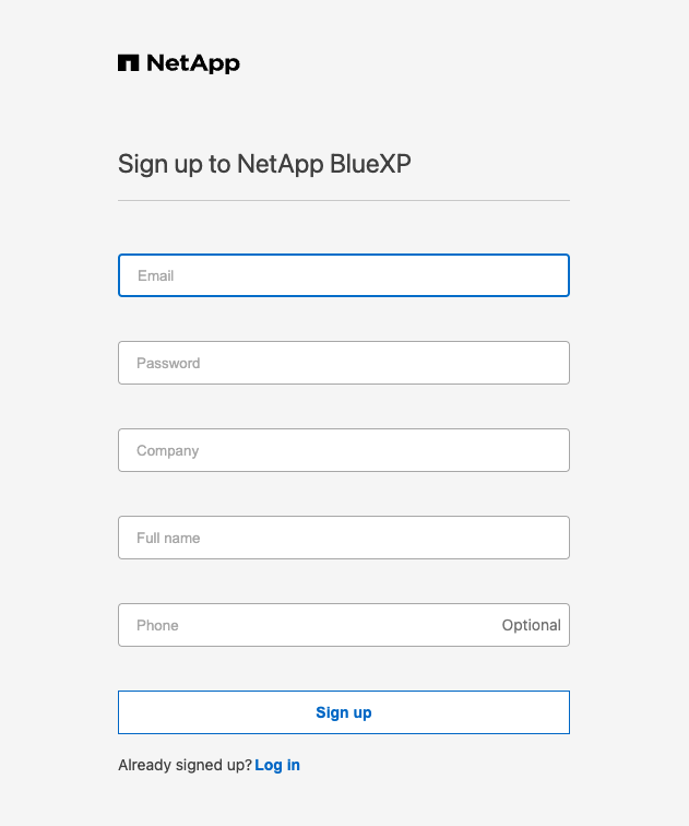 The Log In to NetApp Cloud Central dialog box