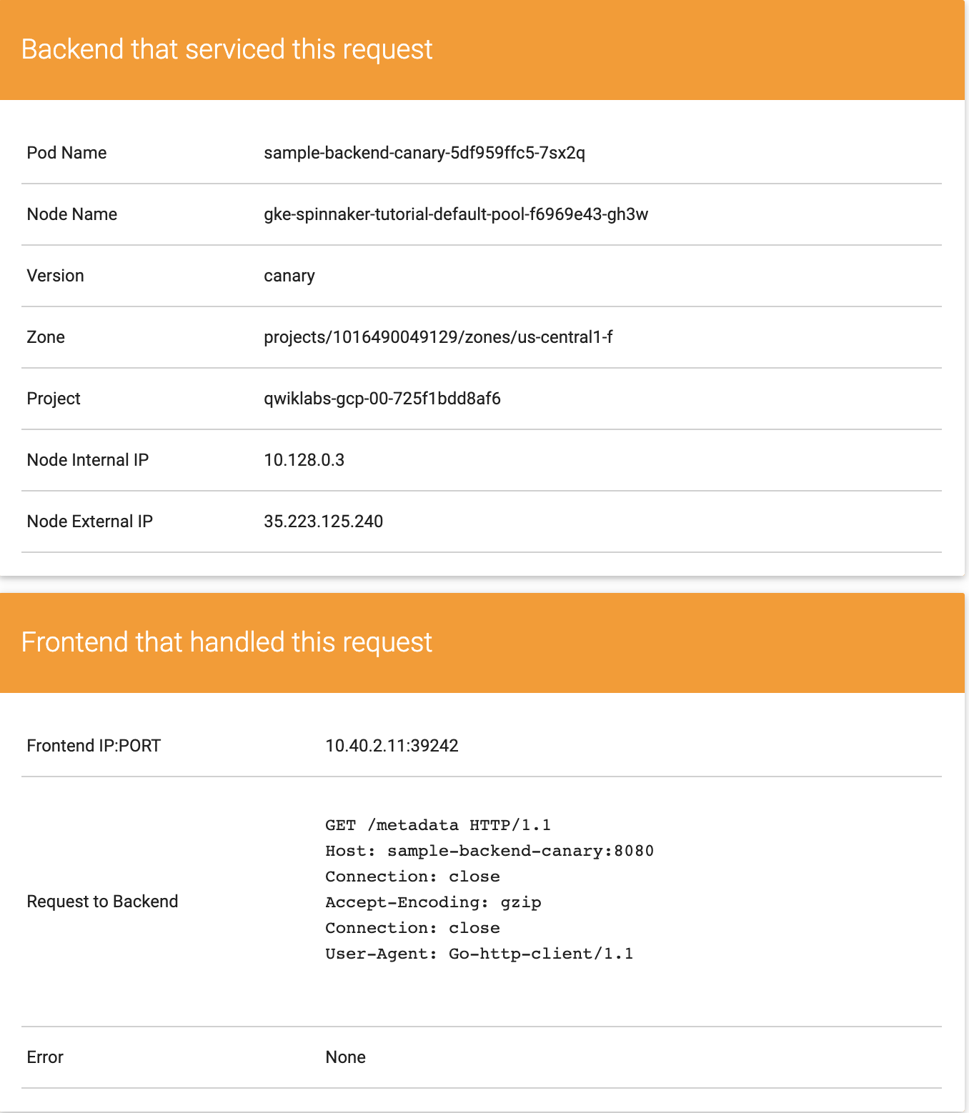 Production version of the application