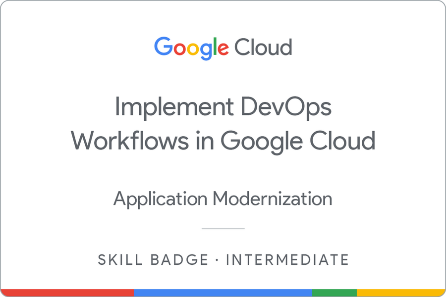 Odznaka za ukończenie szkolenia Implement DevOps Workflows in Google Cloud