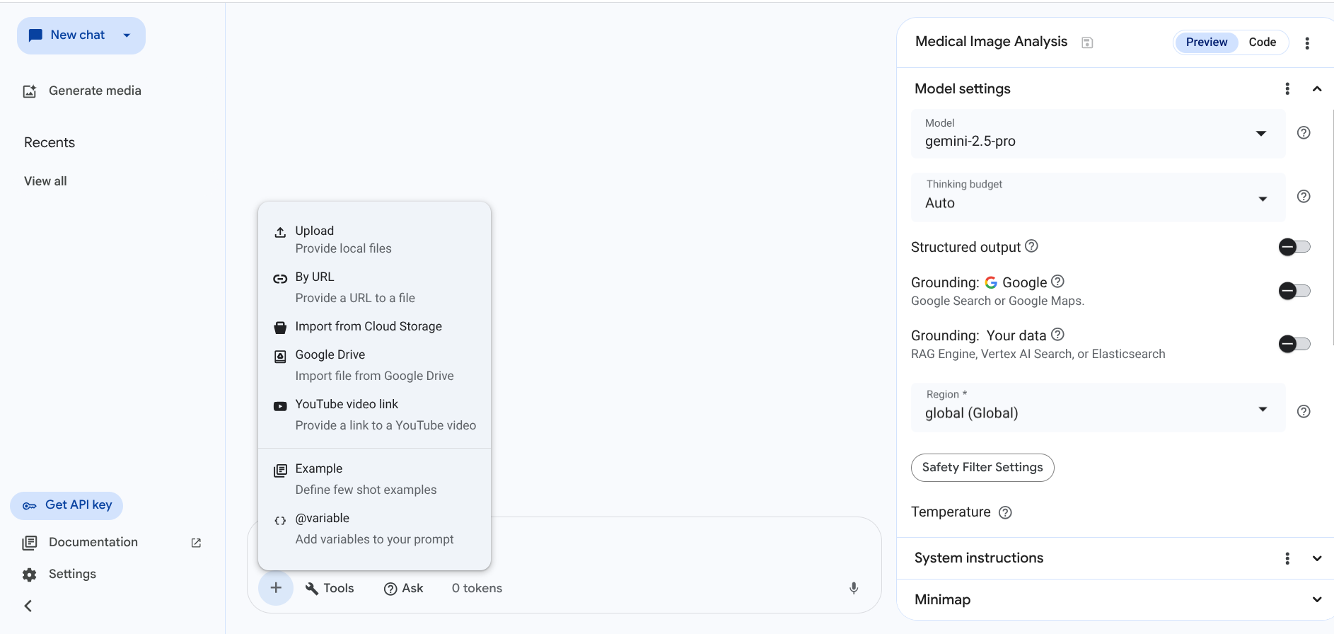 Insert media into Vertex AI Studio