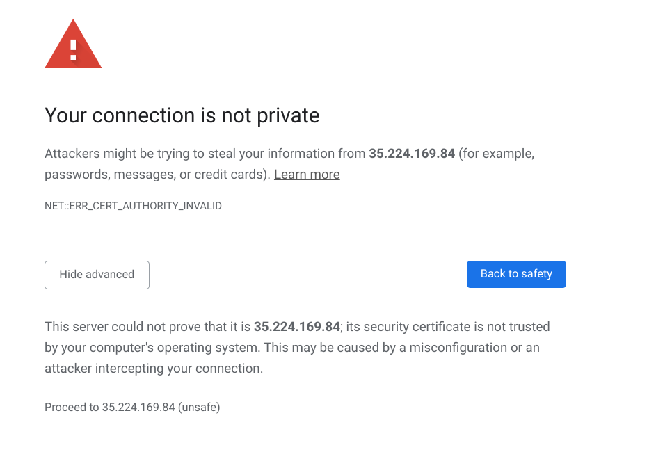 Warning: Your connection is not private