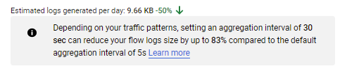 Estimated logs generated per day notification