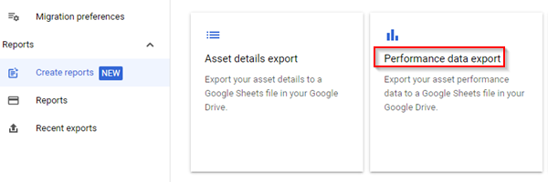 Performance data export.