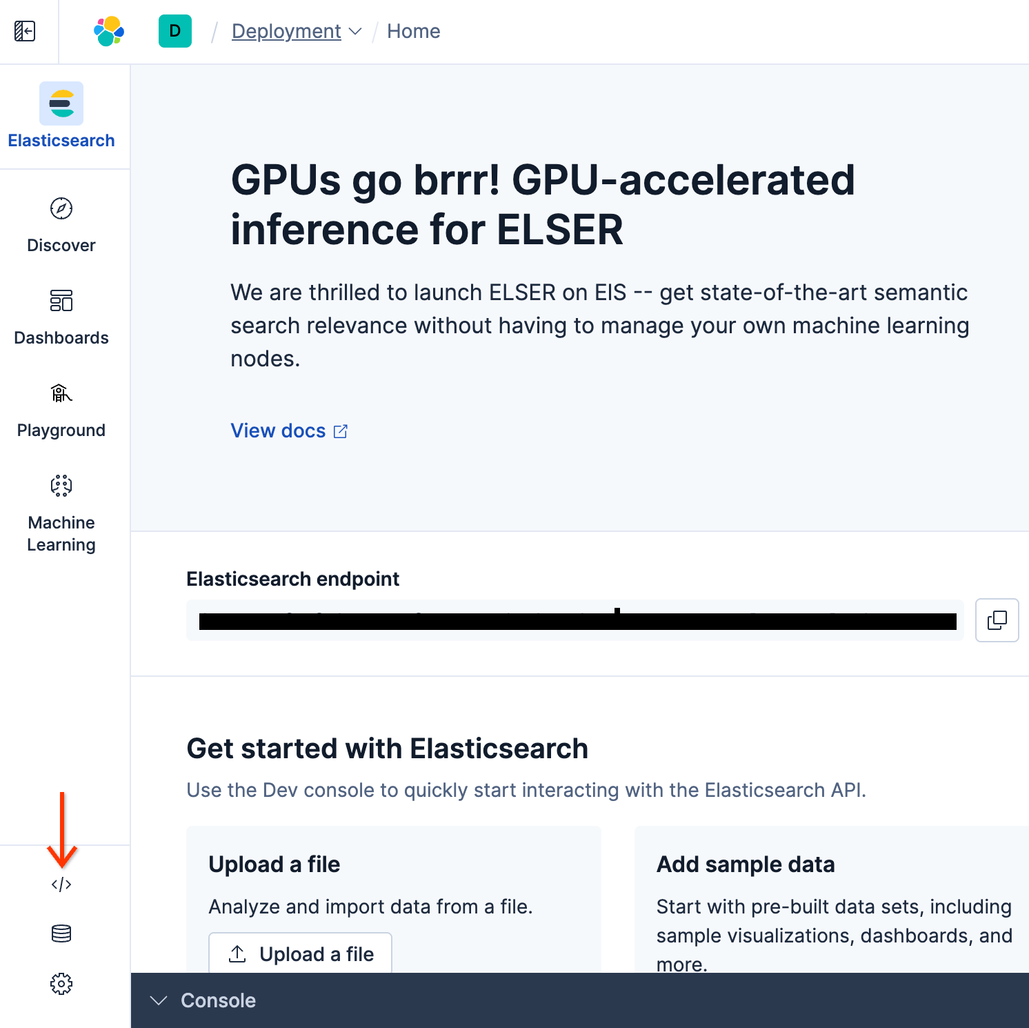 Kibana Developer Tools location