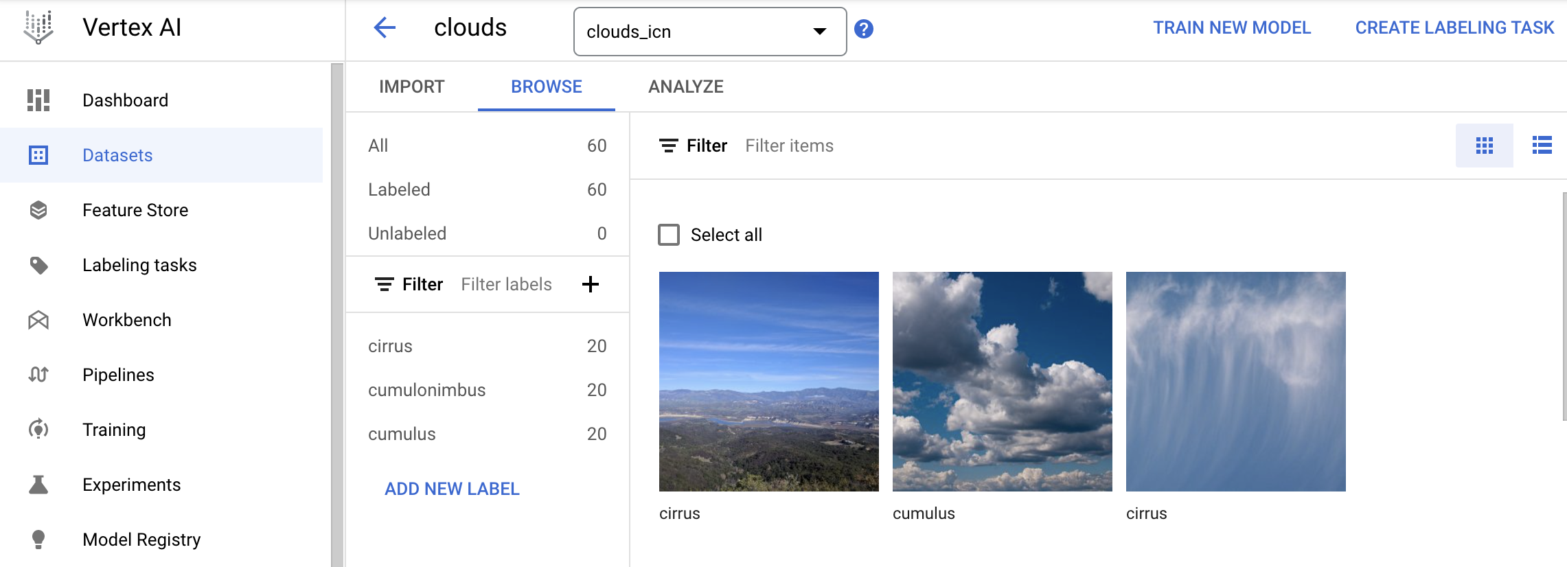 Blocos de imagens na página de imagens com guias