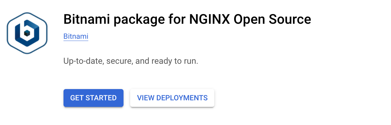 The NGINX Open Source packaged by Bitnami tile, which includes a Launch button.