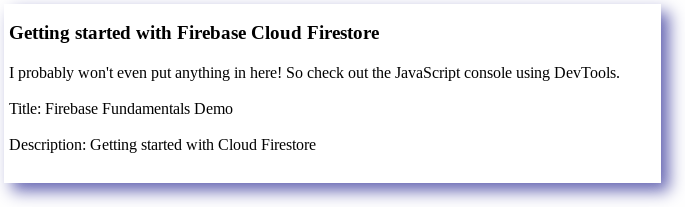 Firebase Firestore Database read
