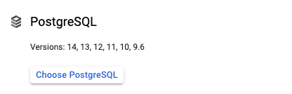 The Choose PostgreSQL button