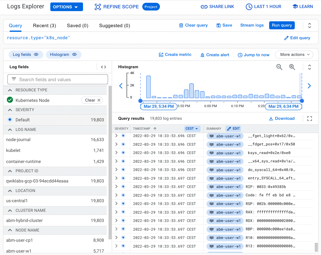 Kubernetes Node selected.
